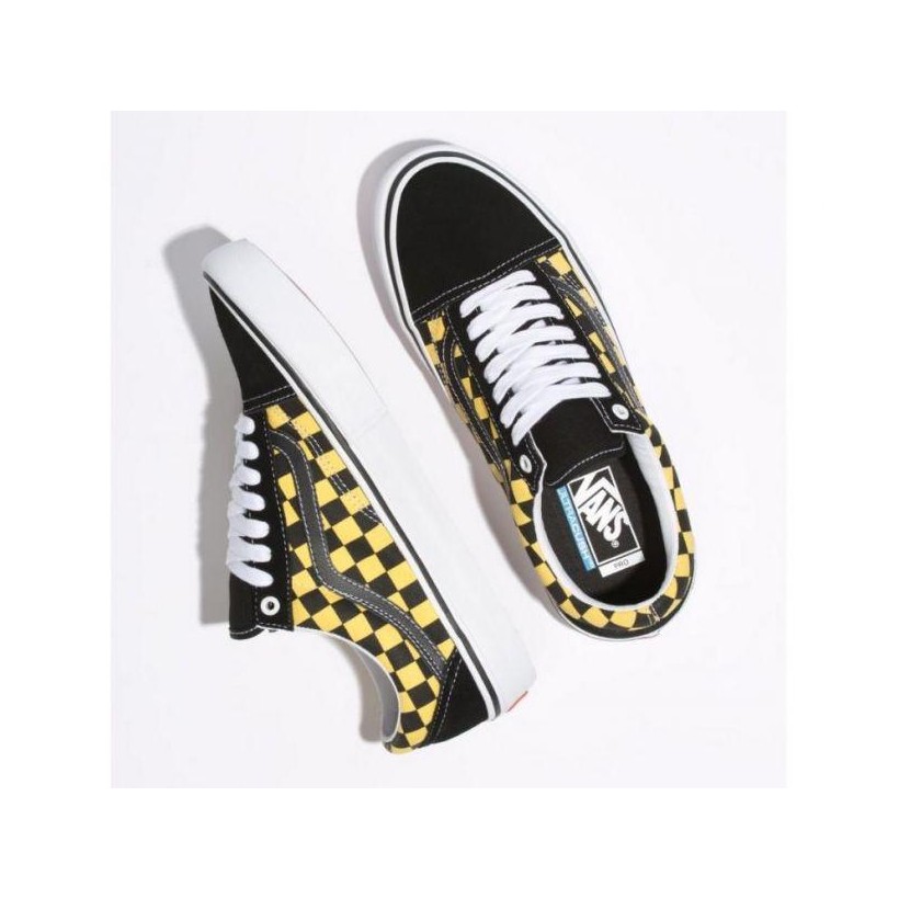 (Checker) Black/Aspen Gold - Old Skool Pro Checker Black/Aspen Gold Sale Shoes by Vans