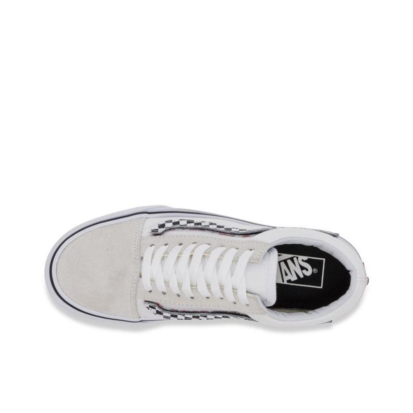 (Sidestripe V) True White/True White - Old Skool Sidestripe Velcro Sale Shoes by Vans