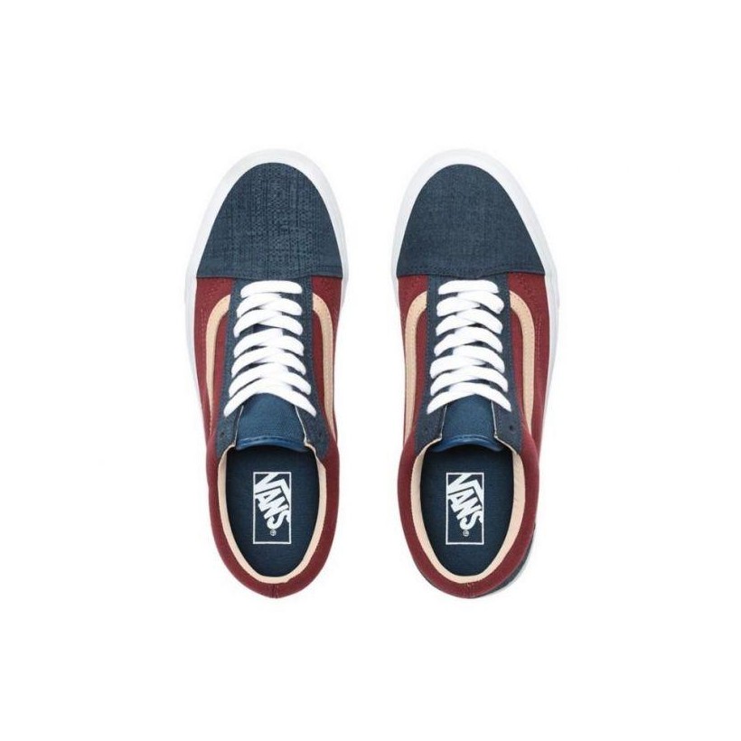 (Textured Suede) Sailor Blue/Port - Old Skool Textured Suede Blue/Red Sale Shoes by Vans
