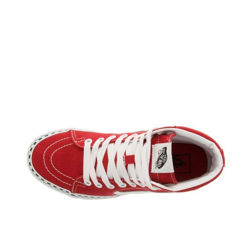 (Check Foxing) Racing Red/True White - Sk8-Hi Check Foxing Red Sale Shoes by Vans