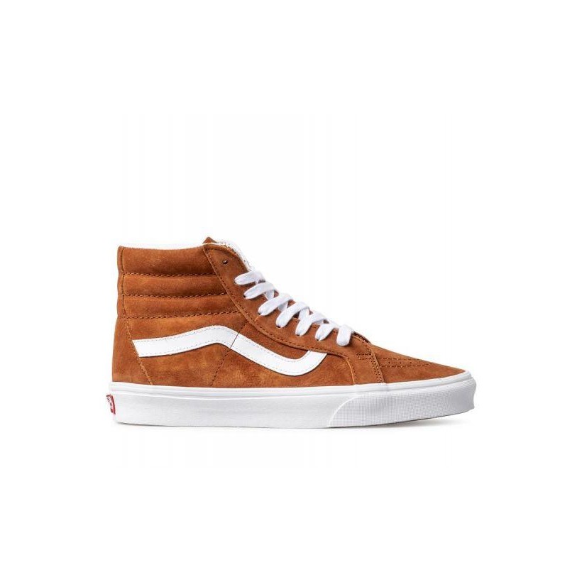 (Pig Suede) Leather Brown/True White - SK8-Hi Reissue Pig Suede Sale Shoes by Vans