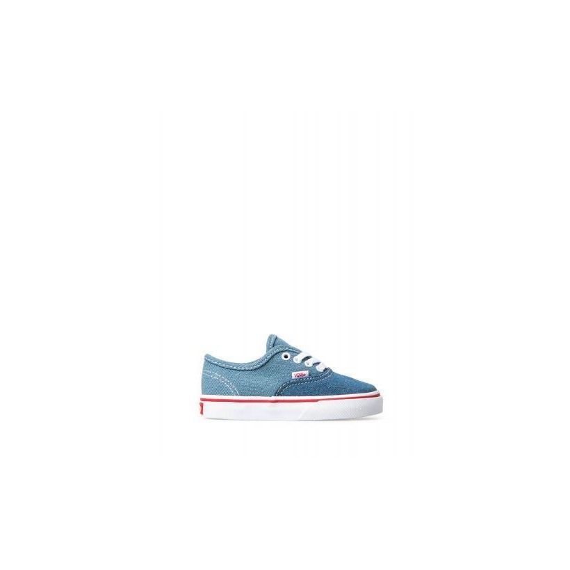(Denim 2-Tone) Blue/True White - Toddler Authentic Sale Shoes by Vans
