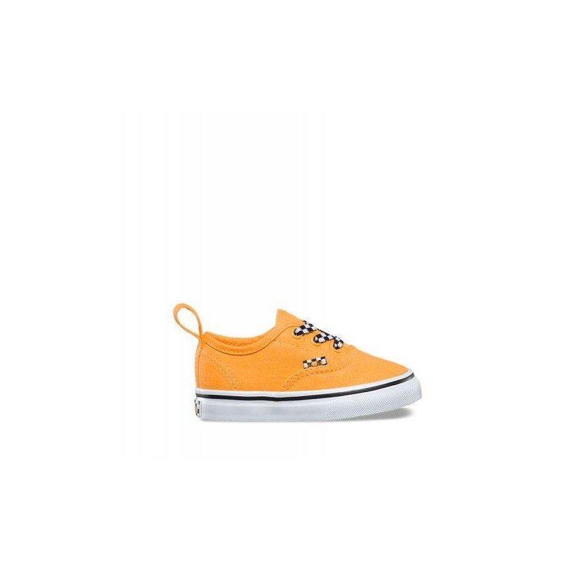 (Check Lace) Orange Pop/True White - Toddler Check Lace Authentic Elastic Lace Sale Shoes by Vans