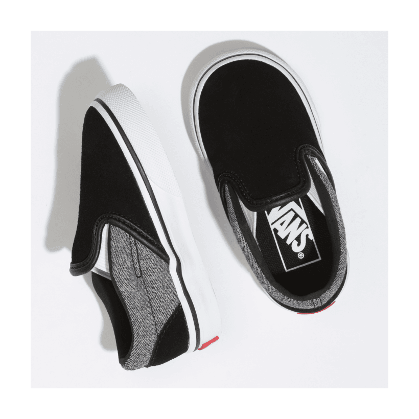 (Suede) Suiting/Black - TODDLER CLASSIC SLIP ON GREY Sale Shoes by Vans