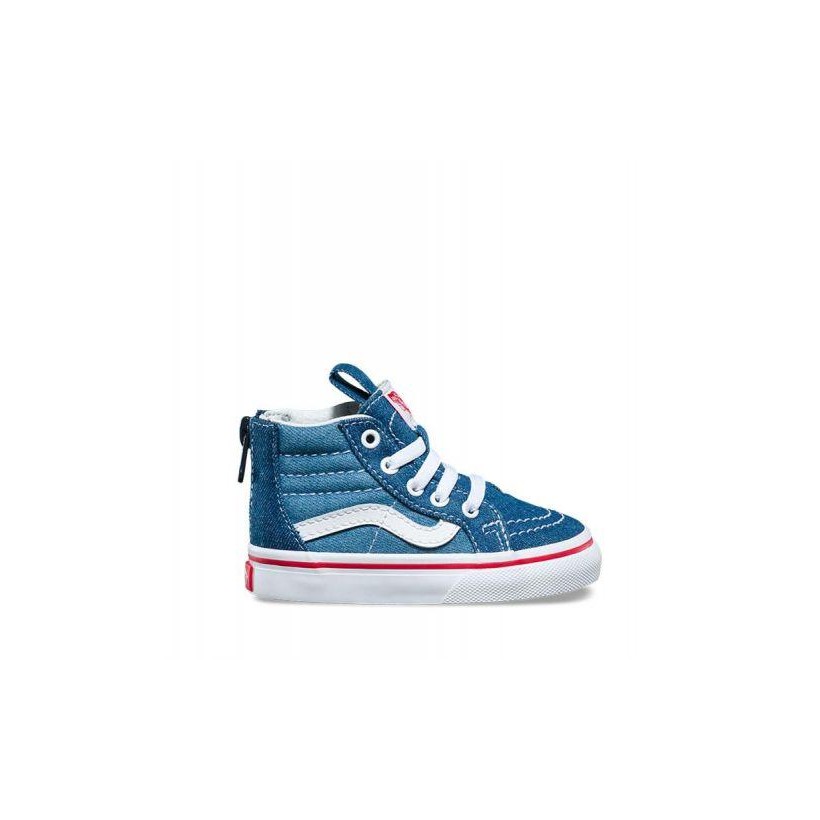 (Denim 2-Tone) Blue/True White - Toddler Sk8-Hi Sale Shoes by Vans