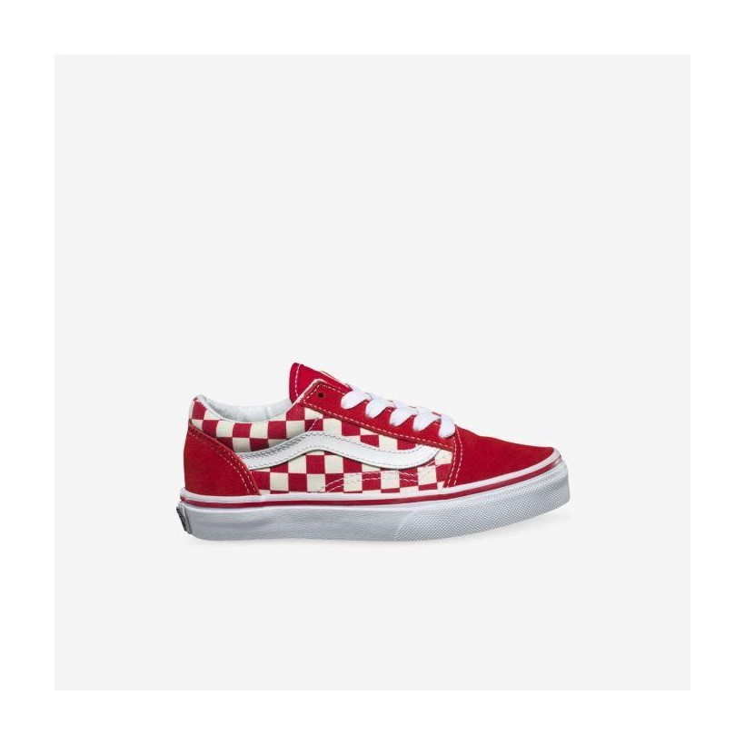 (Primary Check) Racing Red/White - YOUTH OLD SKOOL PRIMARY CHECK RED Sale Shoes by Vans