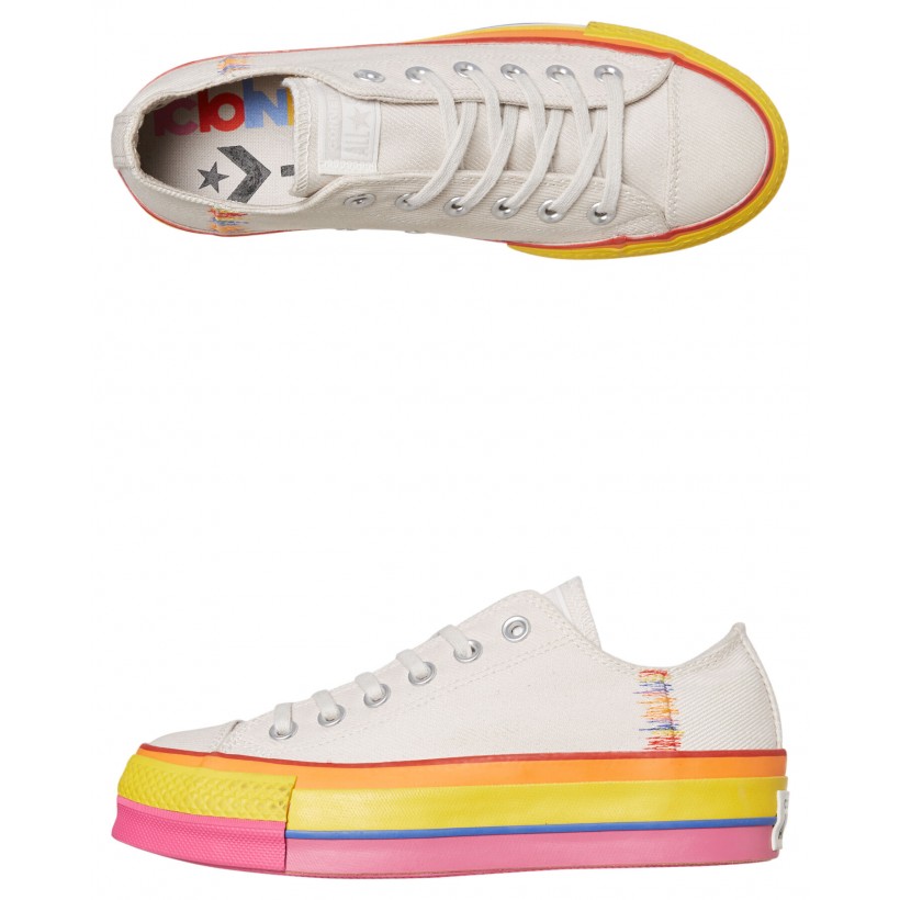 Womens All Star Lift Rainbow Shoe Vintage White