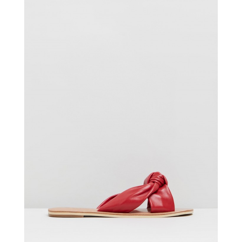 Issy Leather Knot Slides Red by Walnut Melbourne