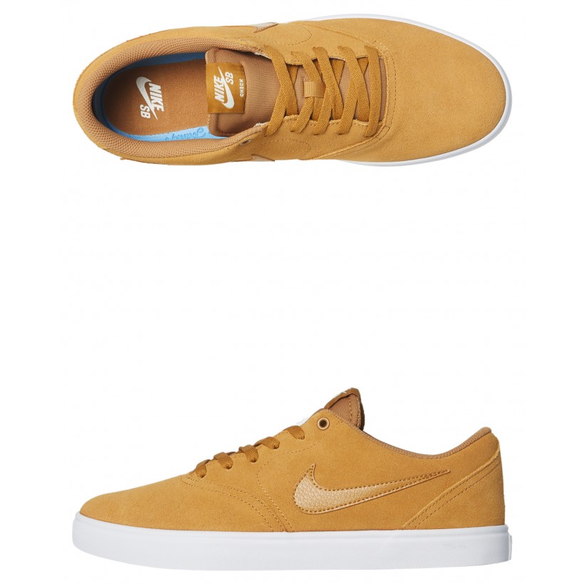 Sb Check Solarsoft Suede Shoe Wheat White By NIKE