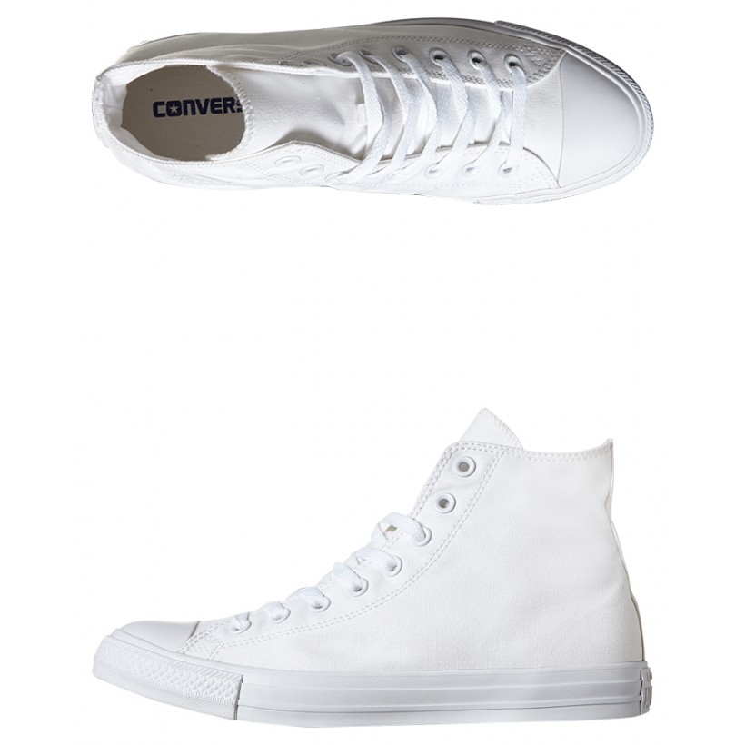 Mens Chuck Taylor All Star Hi Shoe White Monochrome By CONVERSE