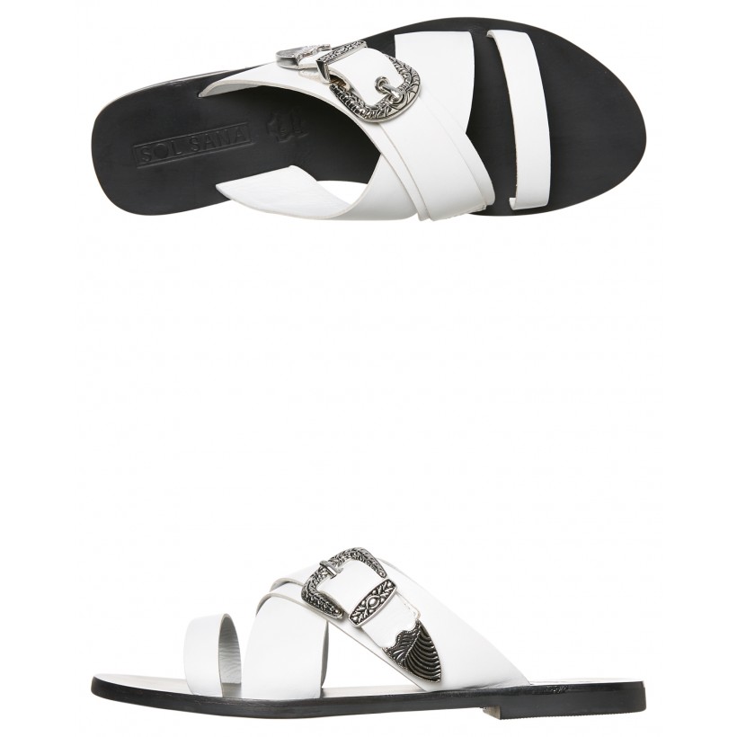 Womens Cassidy Leather Slide White By SOL SANA