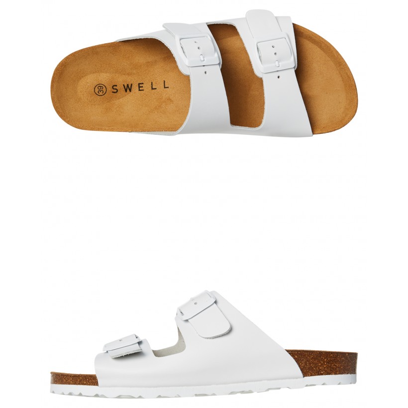 Santos Womens Leather Sandal White By SWELL