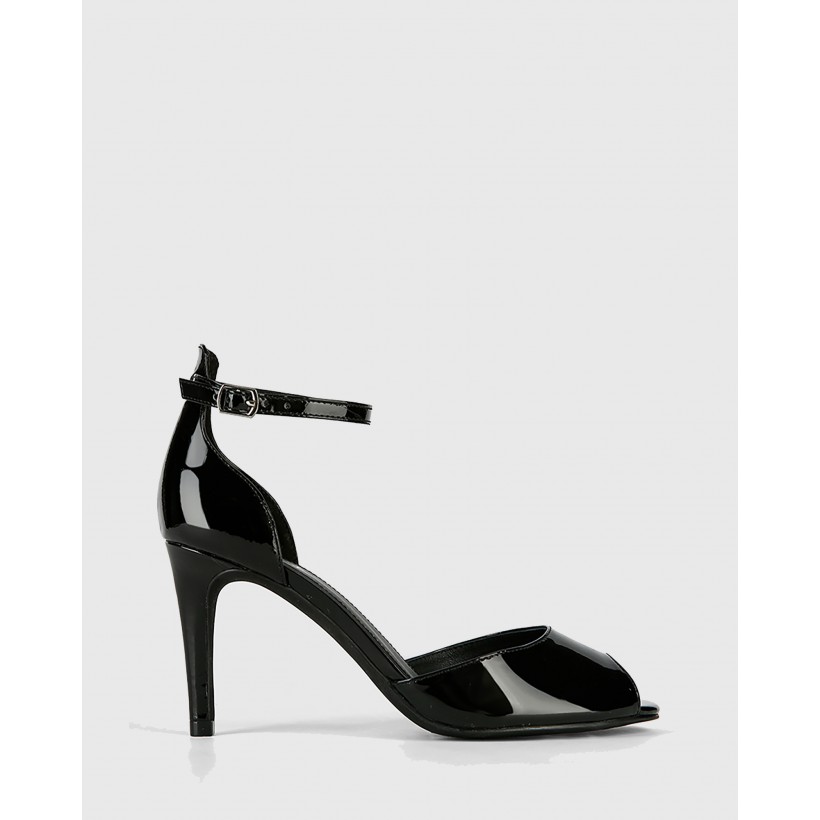 Inka Patent Leather Stiletto Sandals Black by Wittner