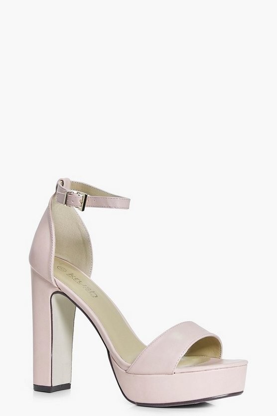 Wide Fit Platform Two Part Heels in Nude ShoeSales