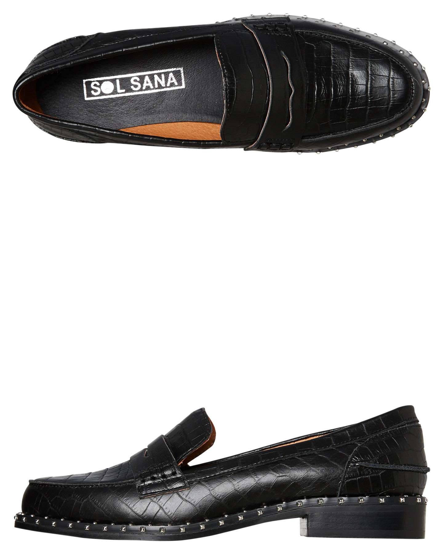 womens black croc loafers