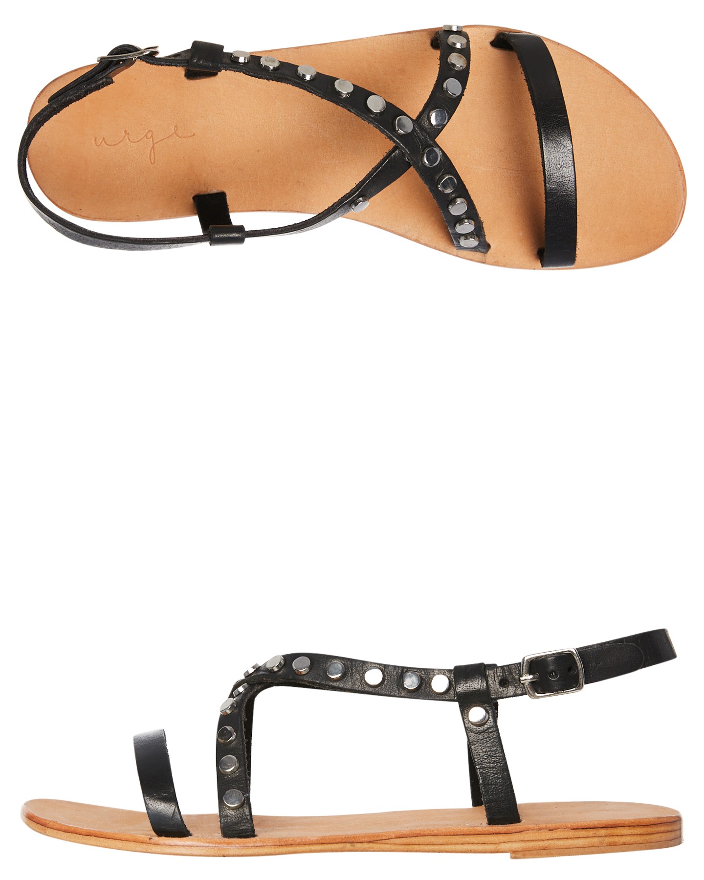 Black Coloured Sailor Leather Sandal Black By URGE | ShoeSales