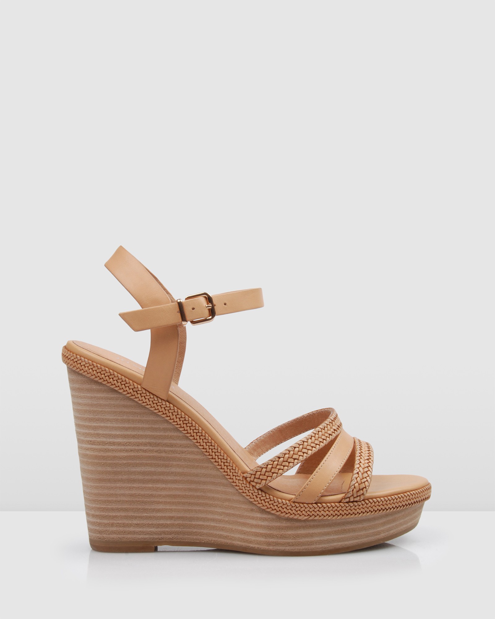 Allegra Wedge Sandals Tan Leather by Jo Mercer | ShoeSales
