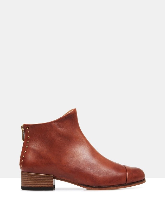 Beau5 Leather Ankle Boots Cognac by Beau Coops | ShoeSales