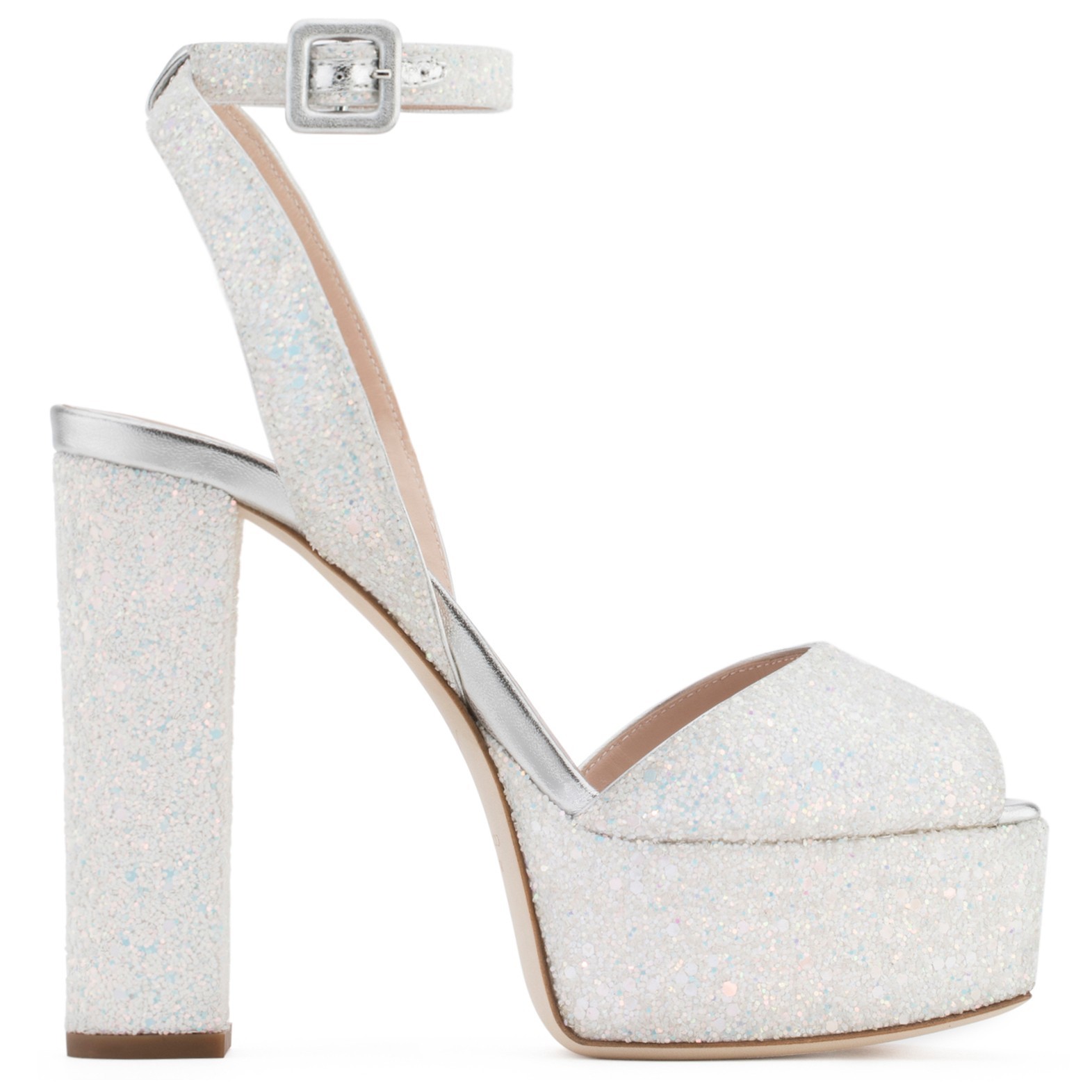 Giuseppe Zanotti White Glitter 'Betty' sandal with platform | ShoeSales