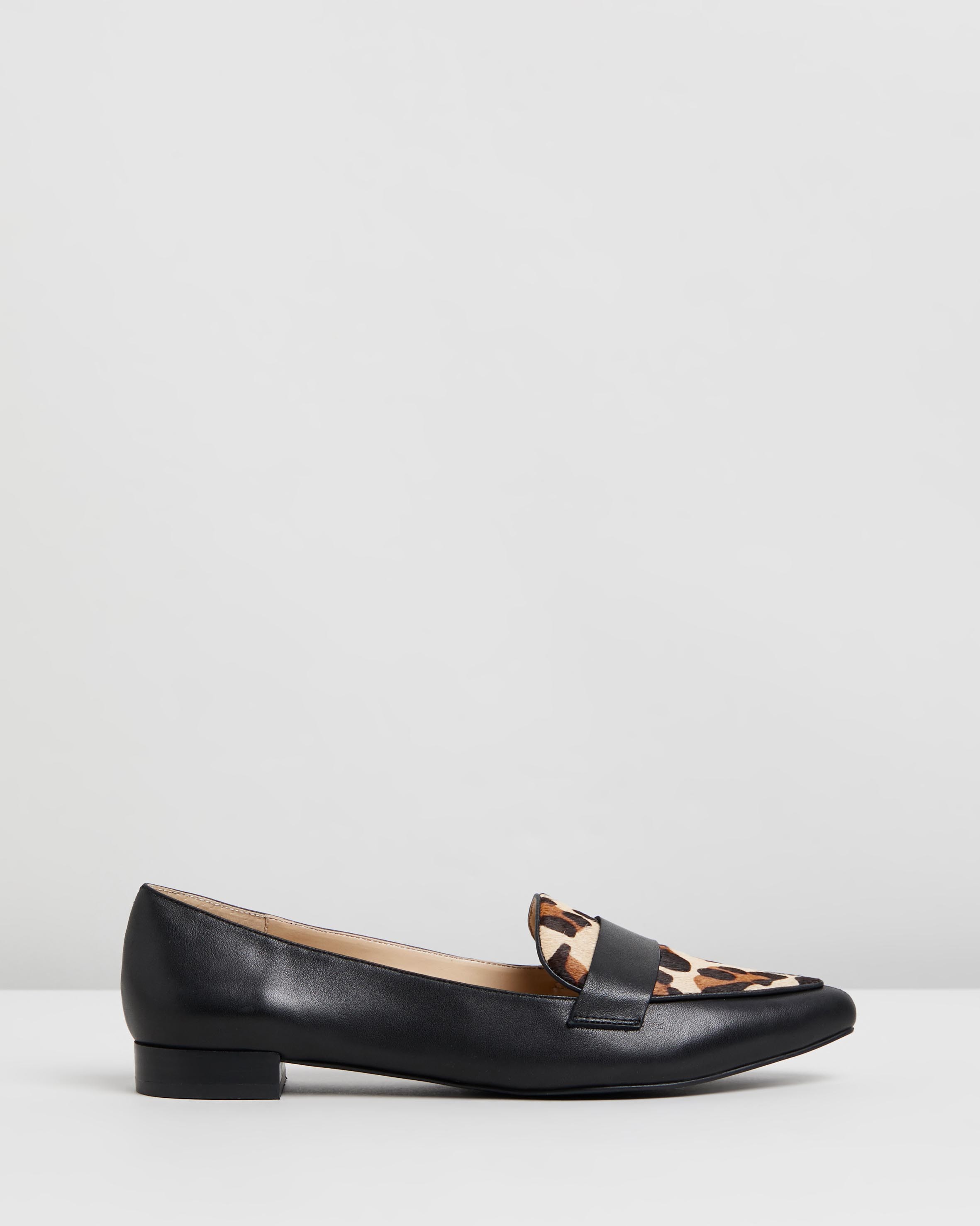 Cara Leather Loafers Black & Leopard Pony by Atmos&Here | ShoeSales