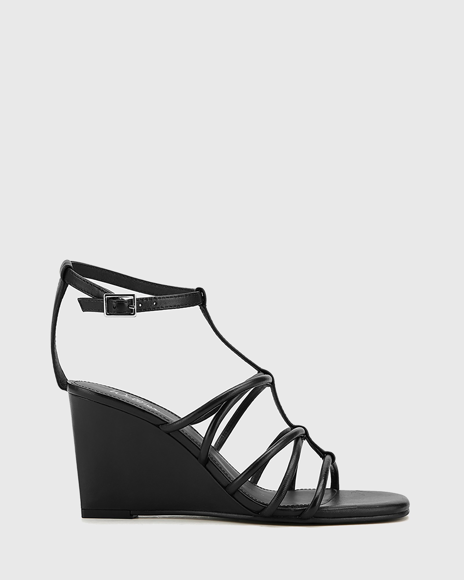 Carra Leather Open Toe Wedge Sandals Black by Wittner | ShoeSales