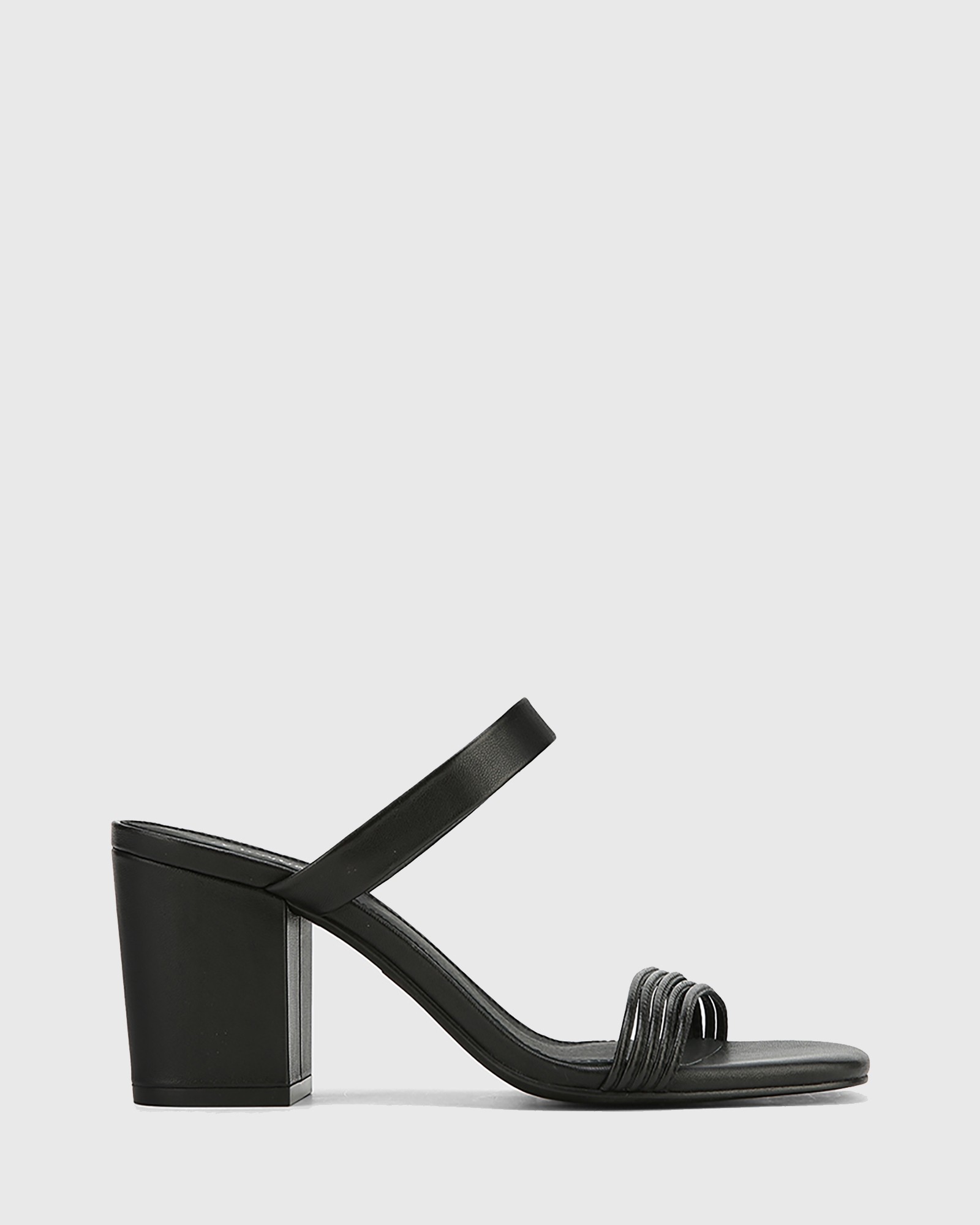 Christiano Leather Slip On Block Heel Sandals Black by Wittner | ShoeSales