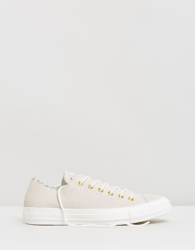 Chuck Taylor All Star Frilly Thrills Ox Women s Egret Gold by Converse ShoeSales