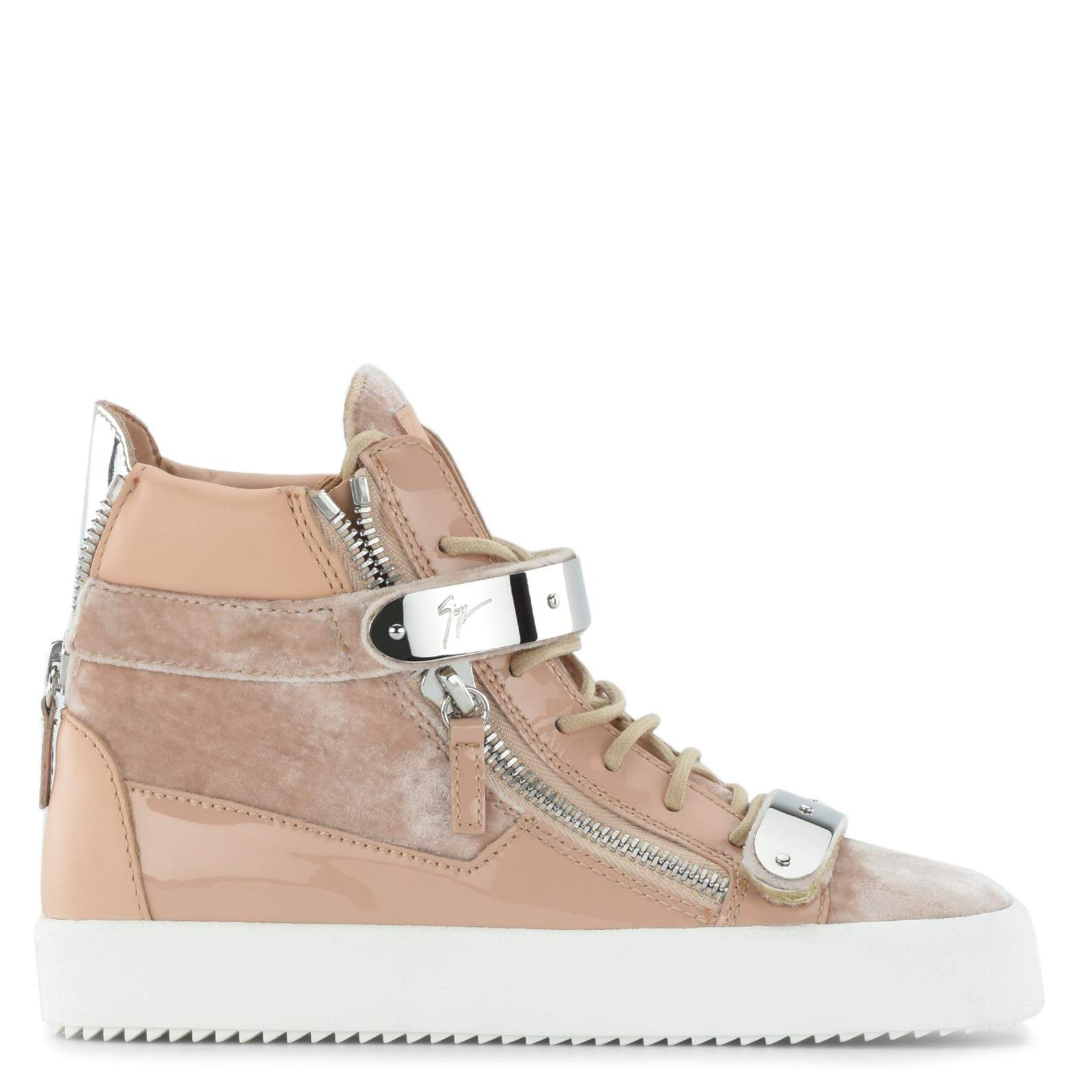 Giuseppe Zanotti Pink Velvet mid-top sneaker | ShoeSales
