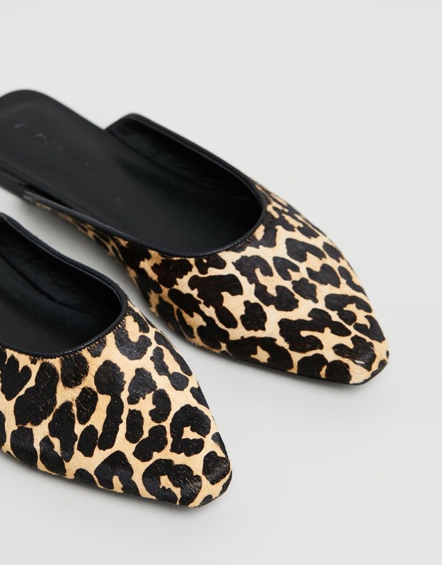 Corelli Leather Flats Leopard Pony Hair by Atmos&Here | ShoeSales