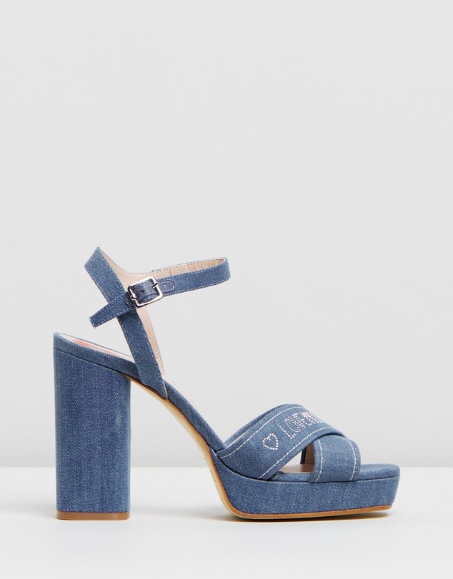 Denim Platform Heels Blue Denim by Love Moschino | ShoeSales