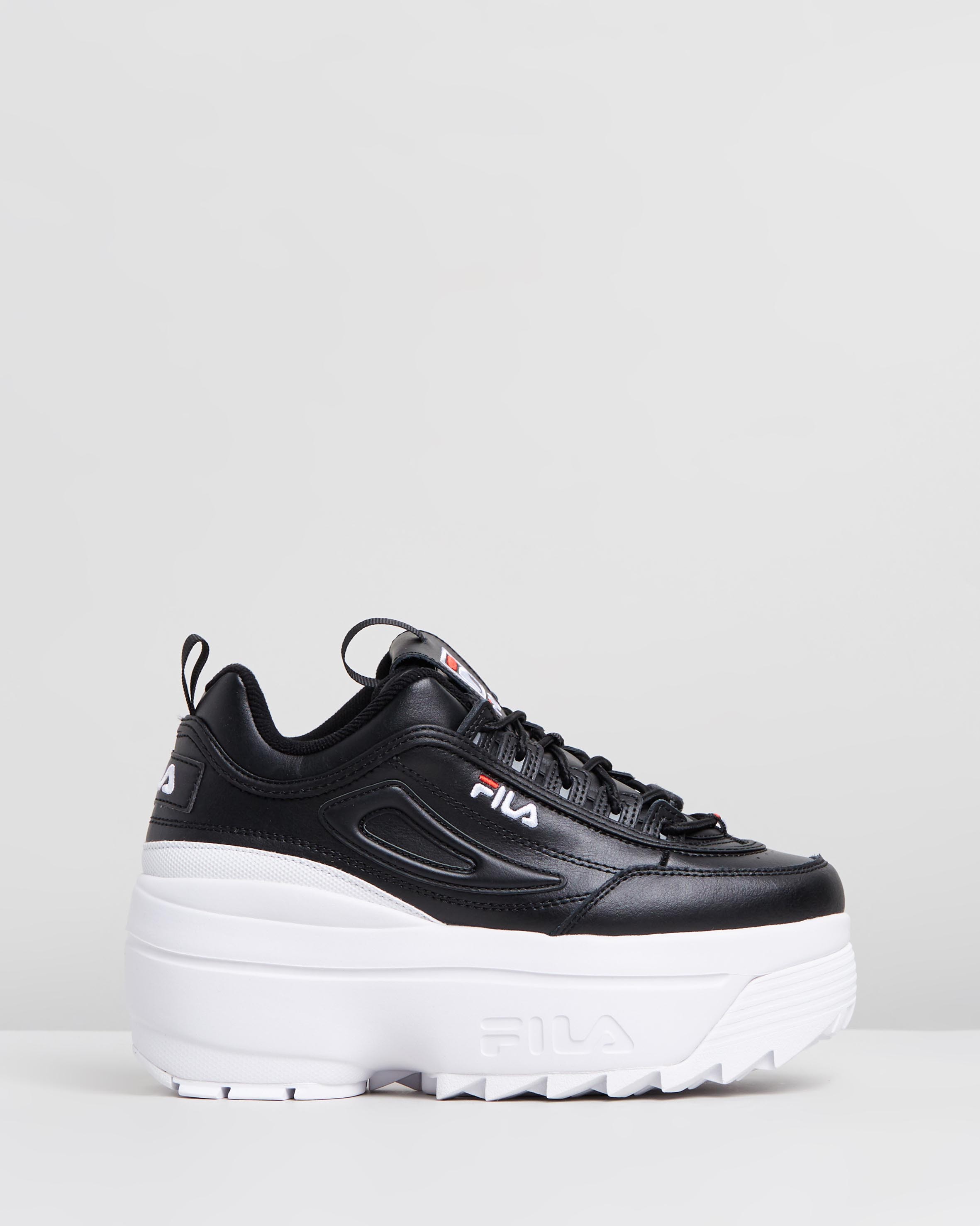 Disruptor II Wedges Black, Fila Red & White by Fila | ShoeSales