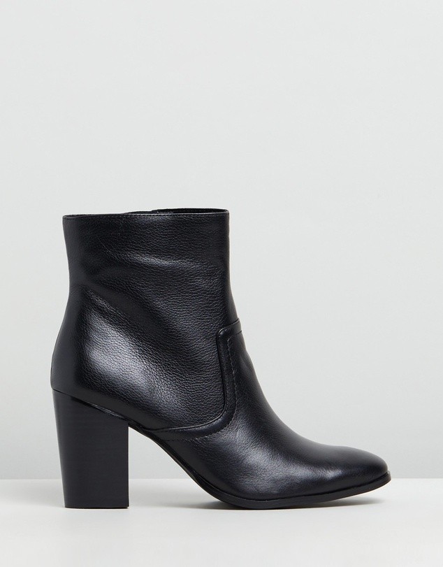 Gisele Leather Ankle Boots Black Textured Leather by Atmos&Here | ShoeSales