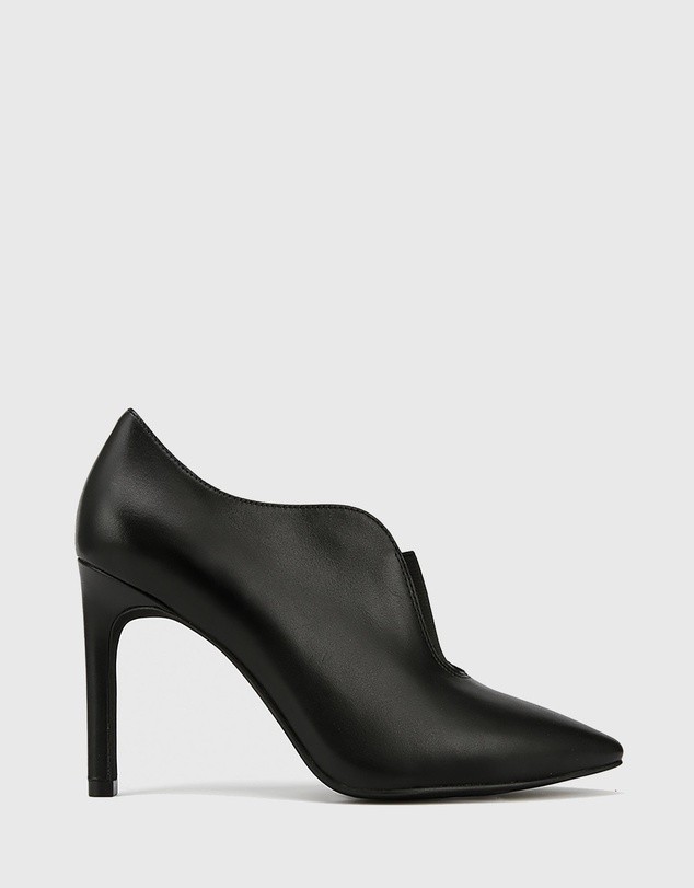 Haddison Pointed Toe Stiletto Heel Booties Black by Wittner | ShoeSales