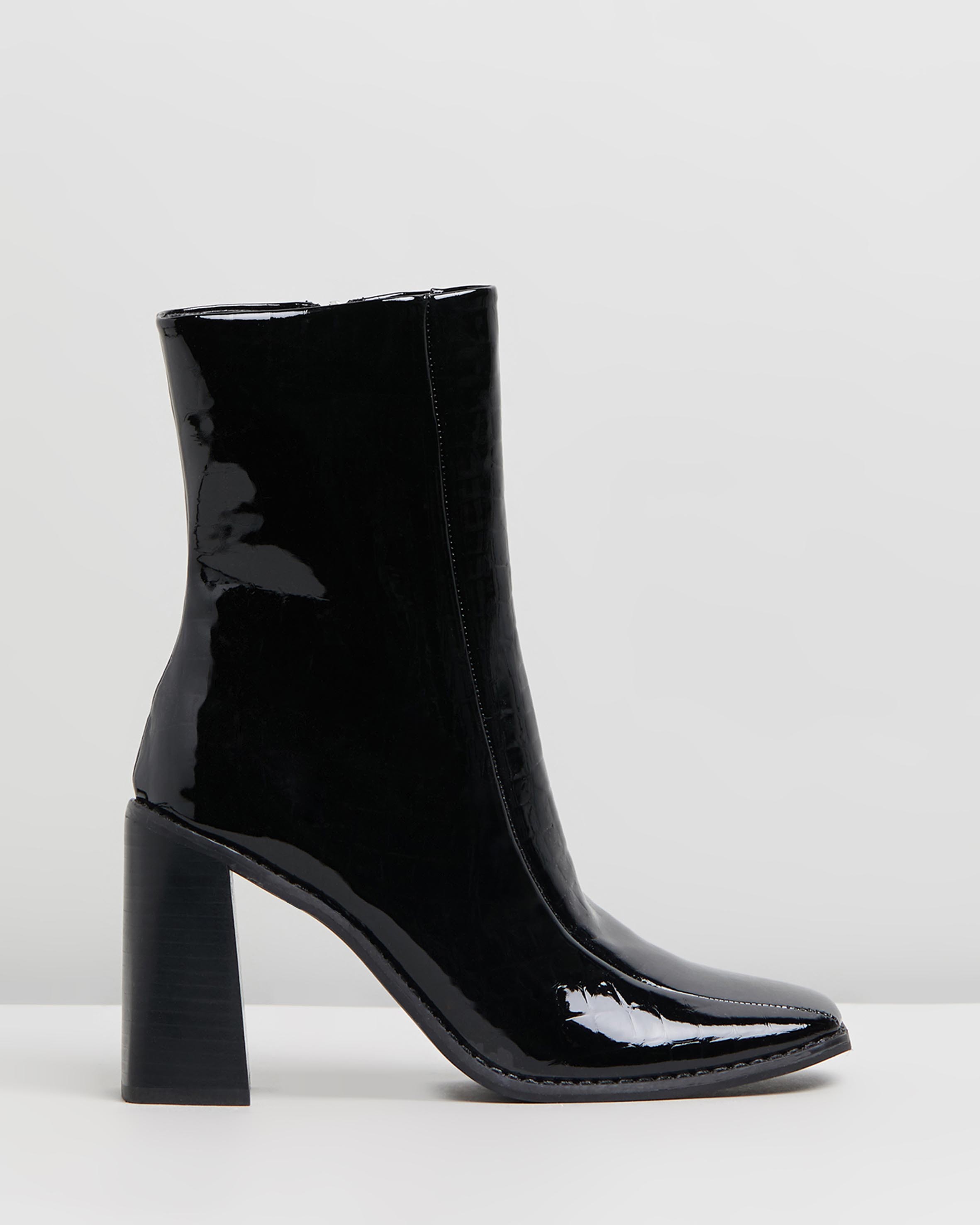 Hallie Ankle Boots Black Croc by Spurr | ShoeSales