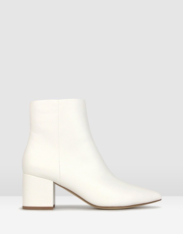 Harper Block Heel Ankle Boots White by Betts | ShoeSales