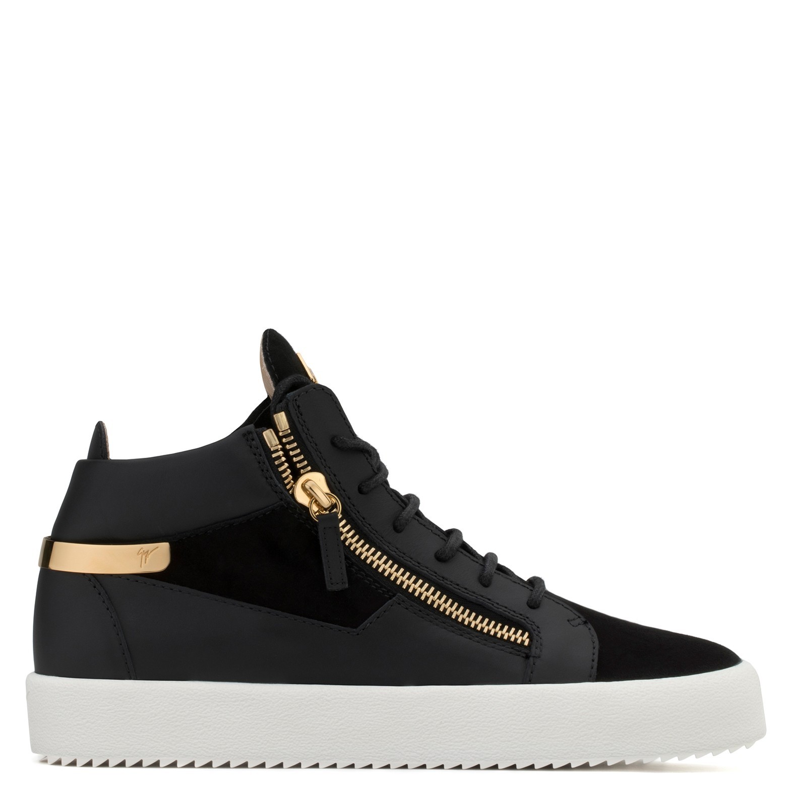 Giuseppe Zanotti Black Leather and suede mid-top sneaker | ShoeSales