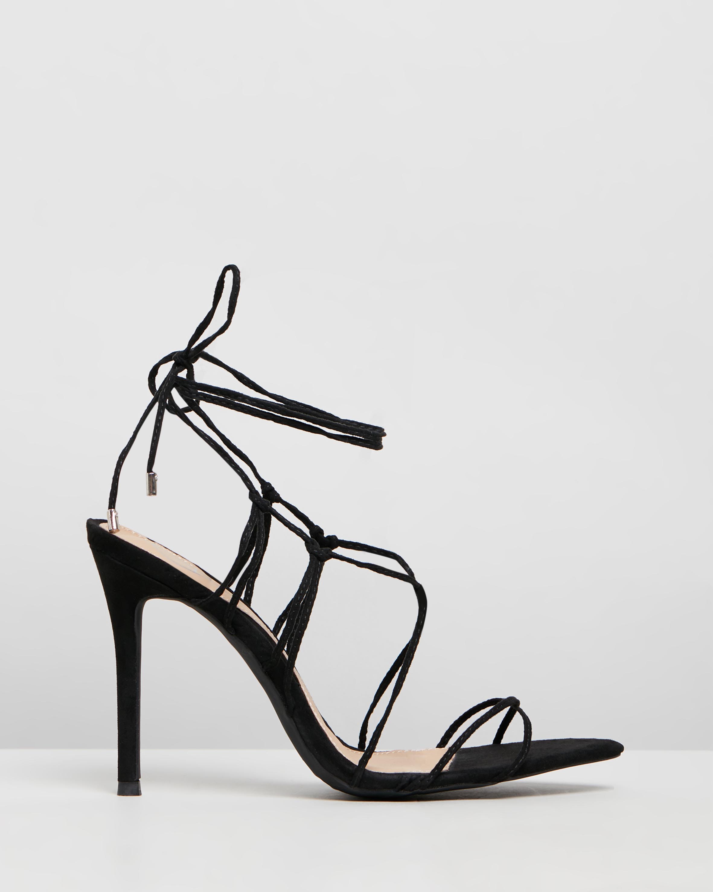 Lace-Up Pointed Toe Heels Black by Missguided | ShoeSales