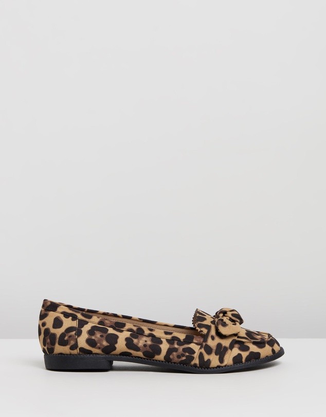 Leopard Leah Bow Loafers Animal by Dorothy Perkins | ShoeSales