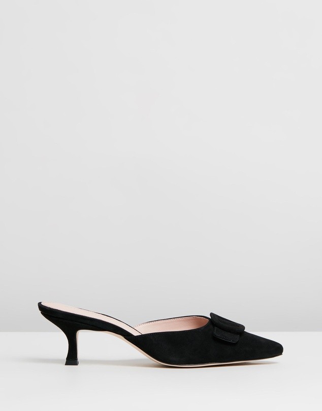 Ophelia Leather Heels Black Suede by Atmos&Here | ShoeSales