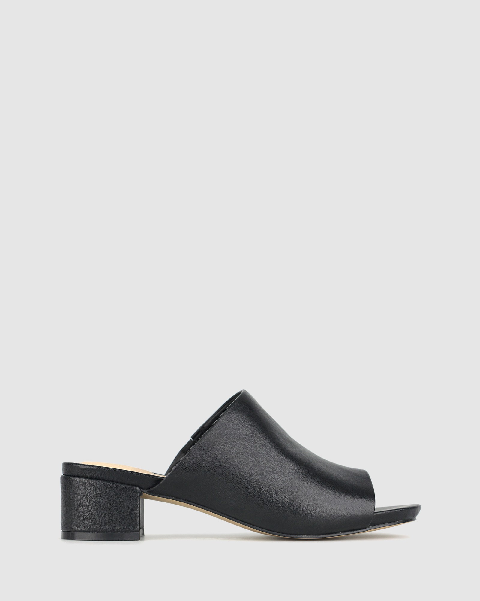 Playground Leather Block Heel Mules Black by Airflex | ShoeSales