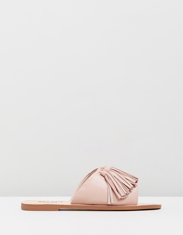 Sara Leather Slides Blush by Walnut Melbourne | ShoeSales