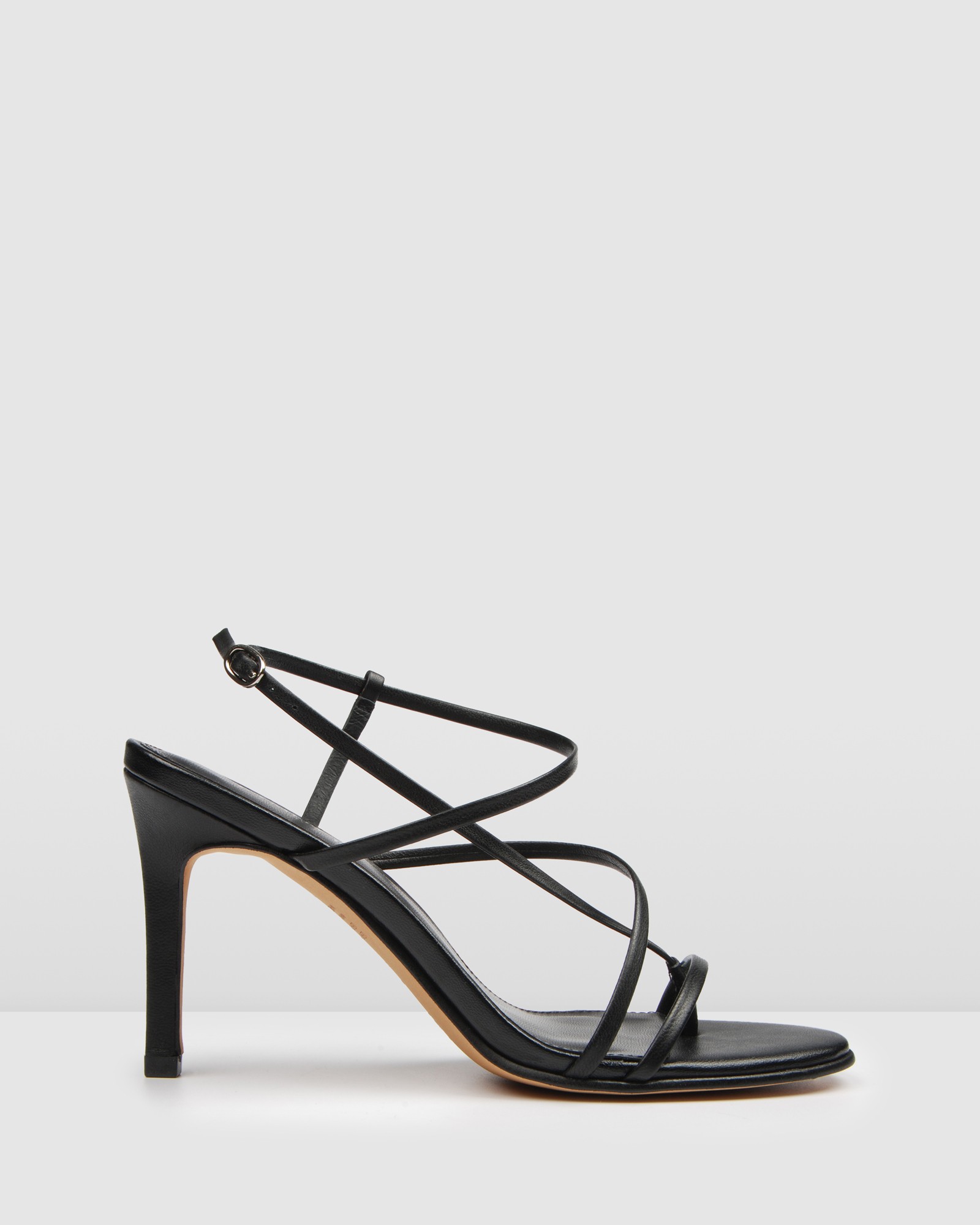 Stella High Heel Sandals Black Leather by Jo Mercer | ShoeSales