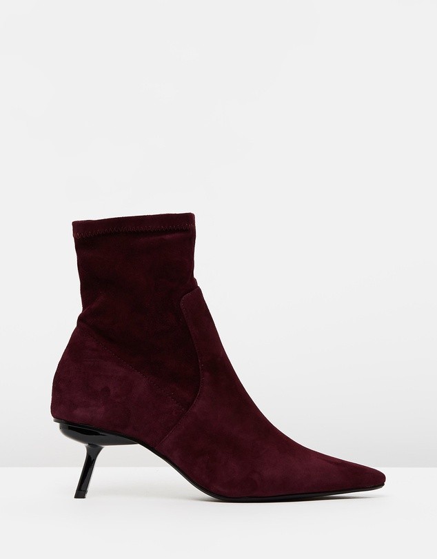 Suede Sock Ankle Boots Maroon by M.N.G | ShoeSales
