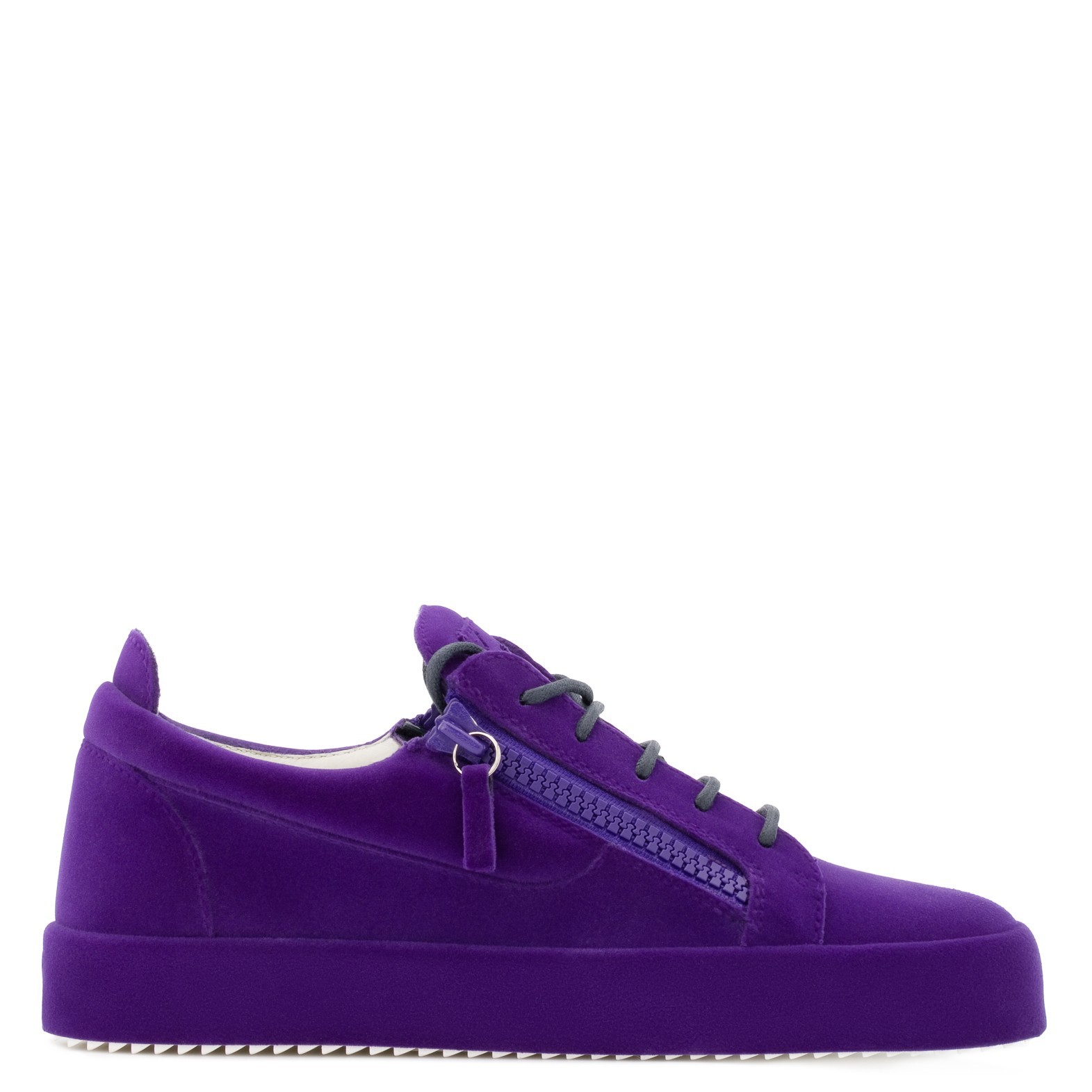 purple leather sneakers