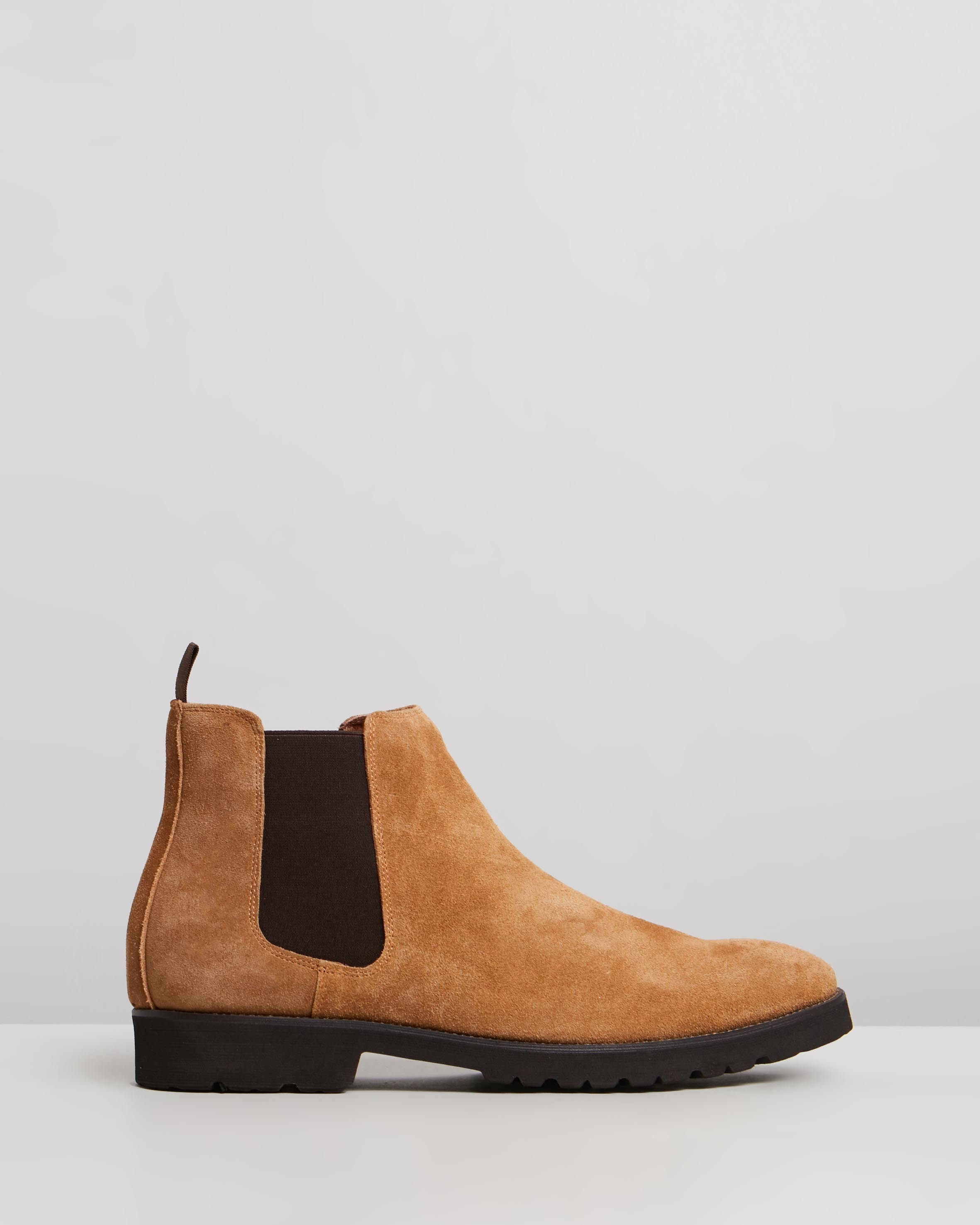 Thompson Suede Gusset Boots Tan by Double Oak Mills | ShoeSales