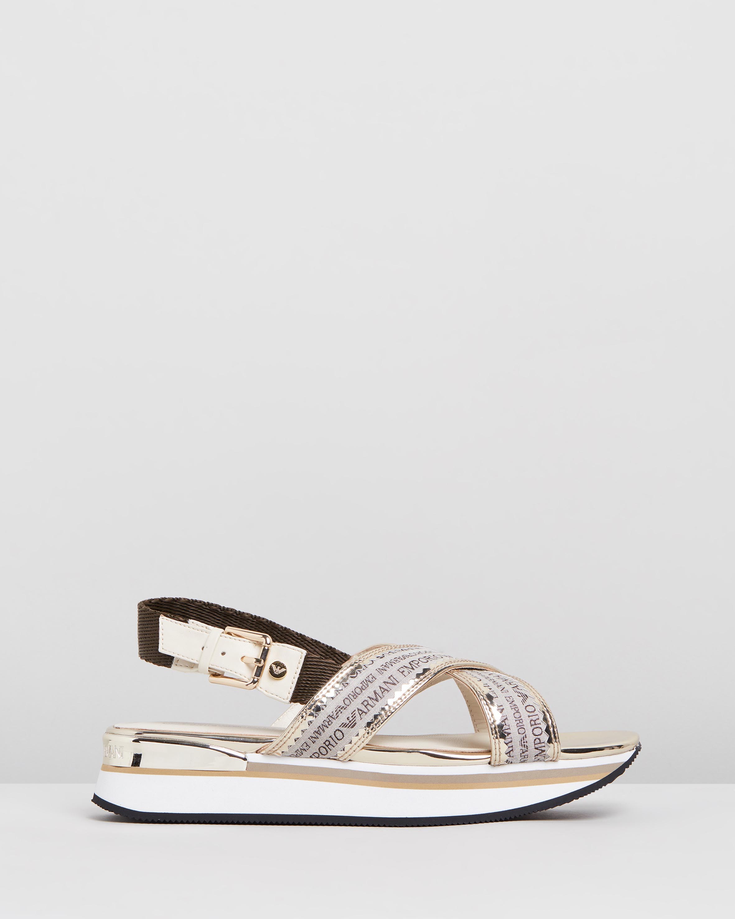 Wedge Heel Sandals Gold by Emporio Armani | ShoeSales