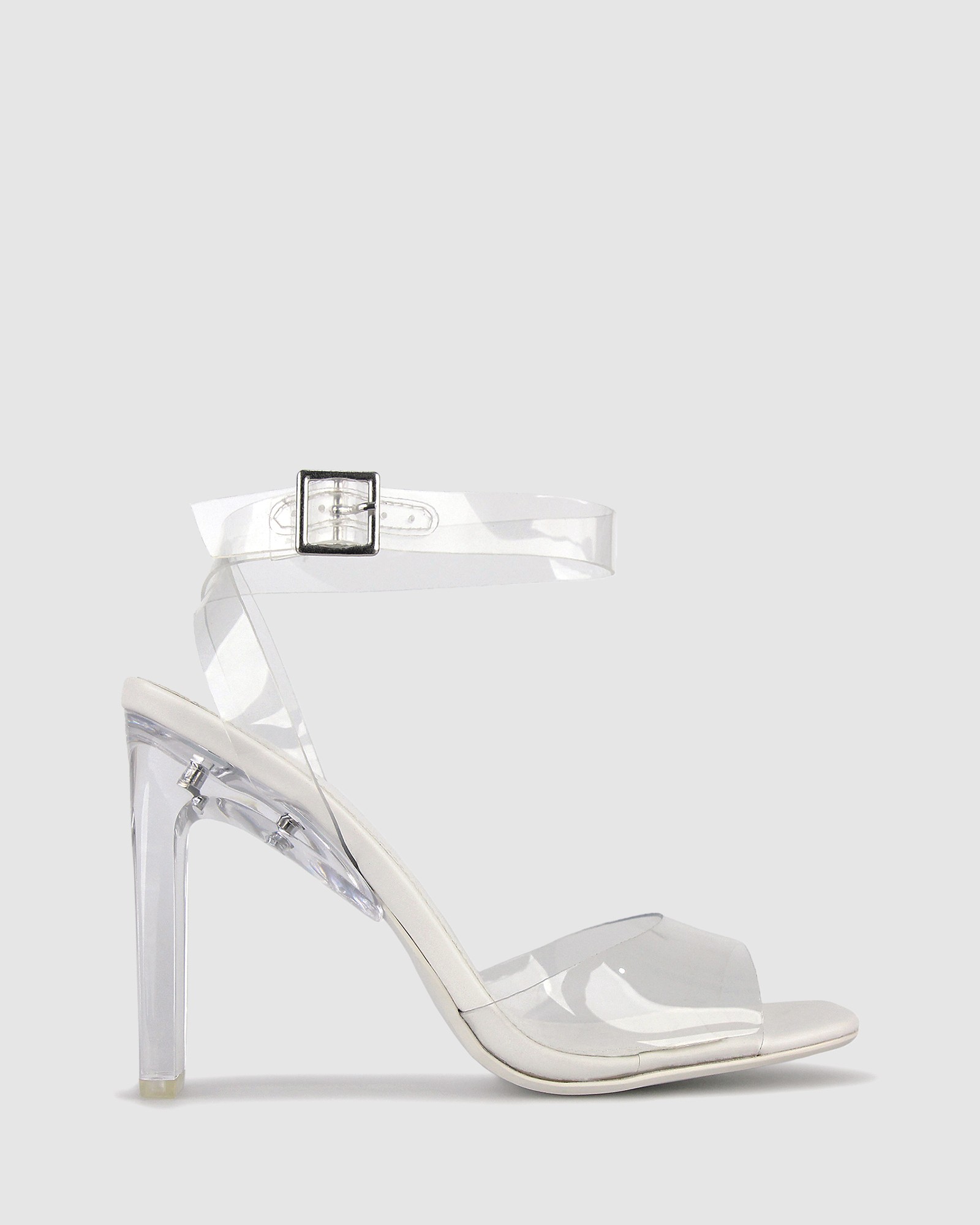 Yasmin Vinylite Heeled Sandals White by Zu | ShoeSales