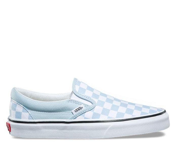 (Checkerboard) Baby Blue True White - Classic Slip On Sale by Vans ...