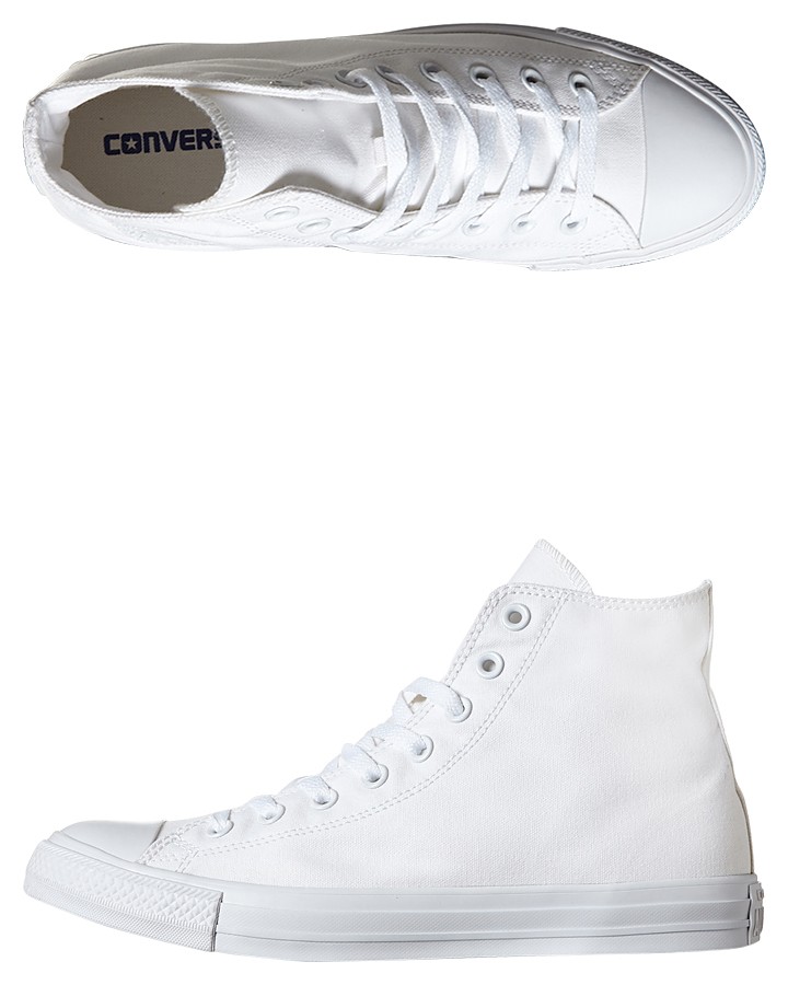 white monochrome high top converse