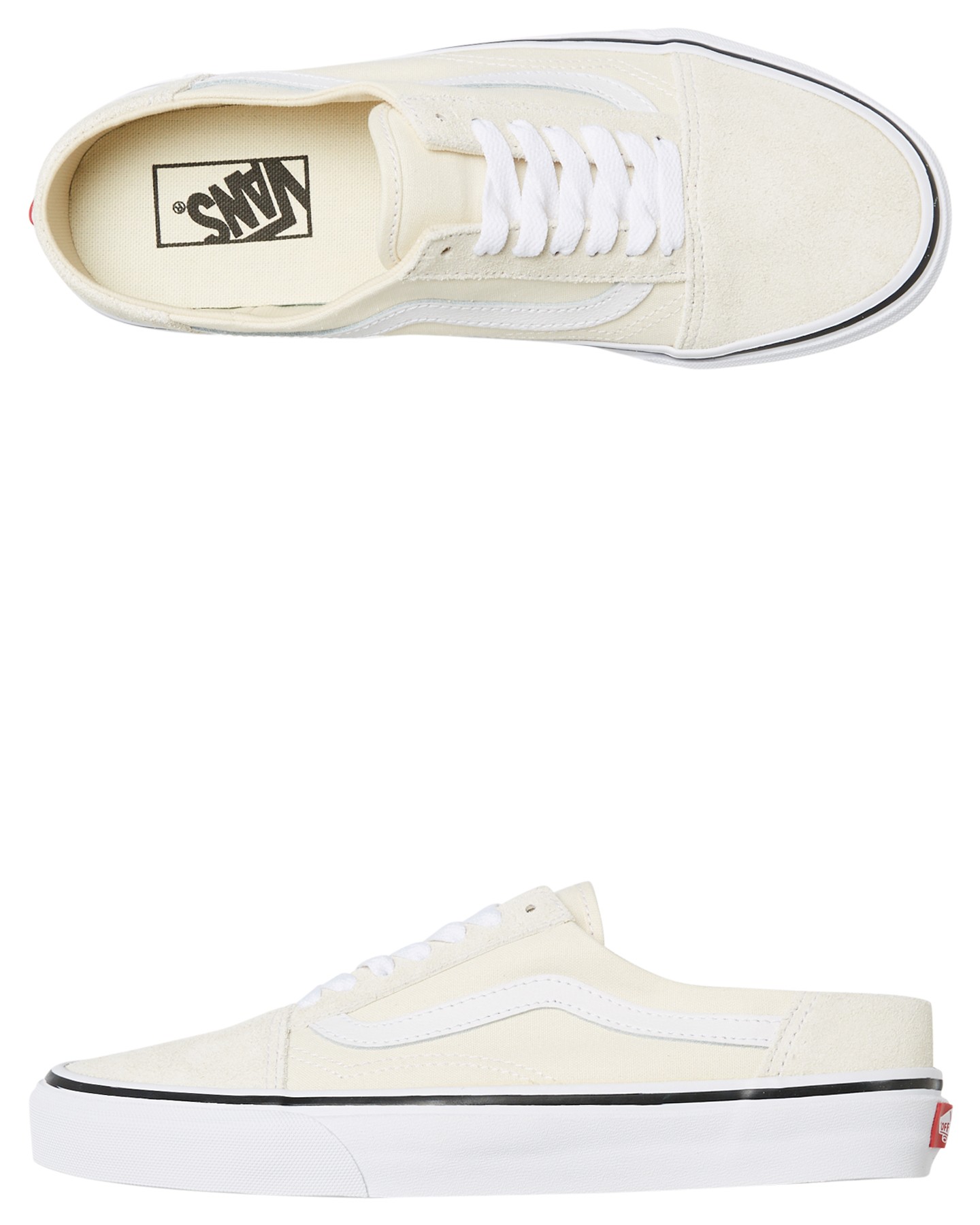 Vans old skool mule white hot sale